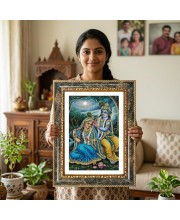 Radhaa Krishna Decorative Photo Frame With White Mount | Premium Wall & Tabletop Picture Frame | Home, Office & Temple Decoration | 8x12 Inch (Pack Of 1) (F31451)
