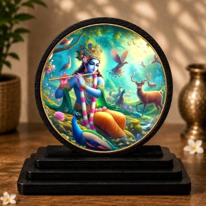 Car Dashboard Wooden Lord Krishna Showpiece | 4 X 4.5 Inch Sublimation Printed Decorative Stand | 4 Mm MDF | Home Decor | Made in India (F33642) Car Dashboard Wooden Lord Krishna Showpiece | 4 X 4.5 Inch Sublimation Printed Decorative Stand | 4 Mm MDF | Home Decor | Made in India (F33642)