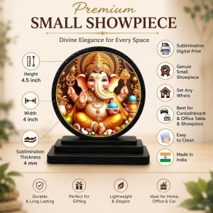 Car Dashboard Wooden Lord Ganeshaa Showpiece | 4 X 4.5 Inch Sublimation Printed Decorative Stand | 4 Mm MDF | Home Decor | Made in India (F33371) Car Dashboard Wooden Lord Ganeshaa Showpiece | 4 X 4.5 Inch Sublimation Printed Decorative Stand | 4 Mm MDF | Home Decor | Made in India (F33371)