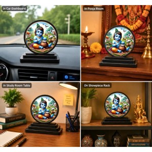 Car Dashboard Wooden Bal Gopal Showpiece | 4 X 4.5 Inch Sublimation Printed Decorative Stand | 4 Mm MDF | Home Decor | Made in India (F33398) Car Dashboard Wooden Bal Gopal Showpiece | 4 X 4.5 Inch Sublimation Printed Decorative Stand | 4 Mm MDF | Home Decor | Made in India (F33398)