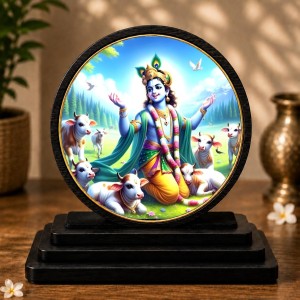 Car Dashboard Wooden Lord Krishna Showpiece | 4 X 4.5 Inch Sublimation Printed Decorative Stand | 4 Mm MDF | Home Decor | Made in India (F33340) Car Dashboard Wooden Lord Krishna Showpiece | 4 X 4.5 Inch Sublimation Printed Decorative Stand | 4 Mm MDF | Home Decor | Made in India (F33340)