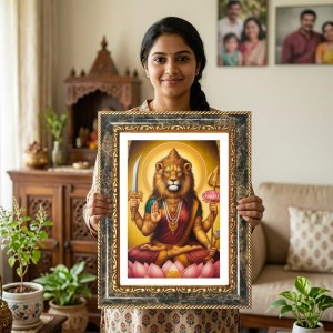 Narasimha Decorative Photo Frame With White Mount | Premium Wall & Tabletop Picture Frame | Home, Office & Temple Decoration | 8x12 Inch (Pack Of 1) (F33133) Narasimha Decorative Photo Frame With White Mount | Premium Wall & Tabletop Picture Frame | Home, Office & Temple Decoration | 8x12 Inch (Pack Of 1) (F33133)