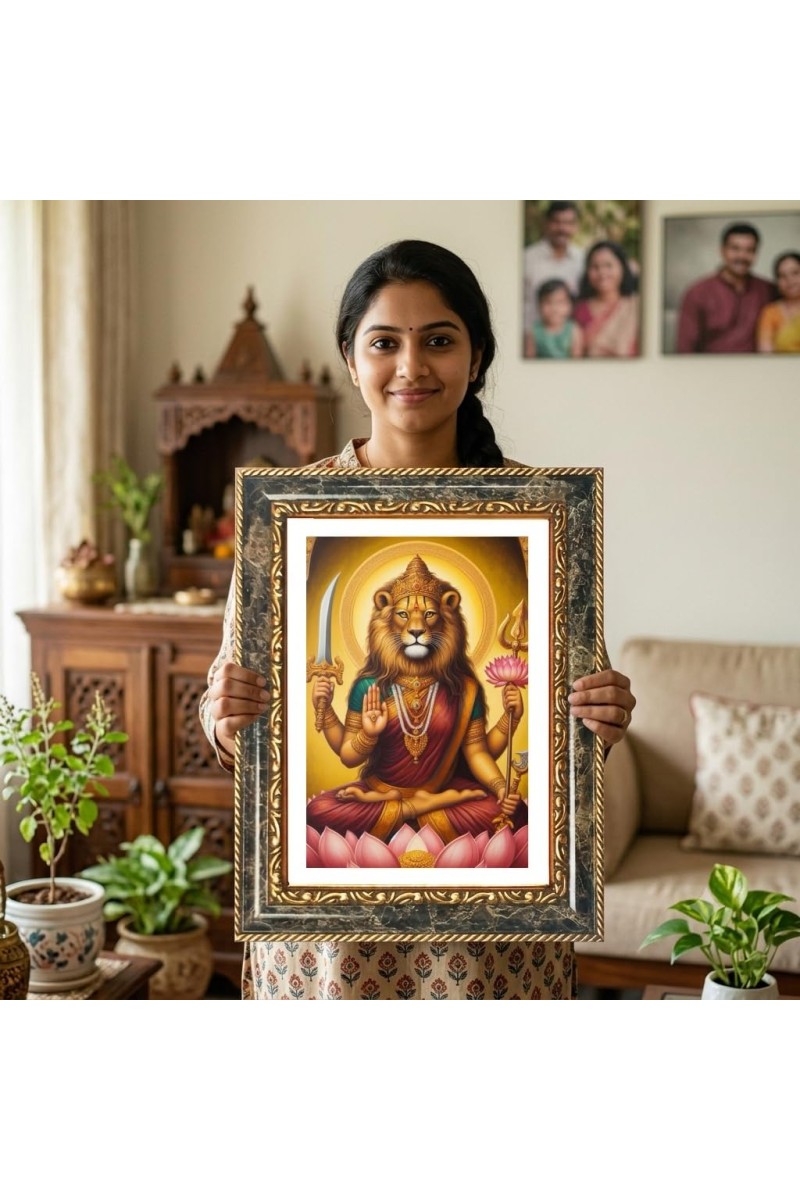 Narasimha Decorative Photo Frame With White Mount | Premium Wall & Tabletop Picture Frame | Home, Office & Temple Decoration | 8x12 Inch (Pack Of 1) (F33133)