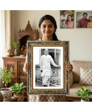 Netaji Subhas Chandra Bose Decorative Photo Frame With White Mount | Premium Wall & Tabletop Picture Frame | Home, Office & Temple Decoration | 10x14 Inch (Pack Of 1) (F32504)