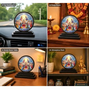Car Dashboard Wooden Goddess Durga Showpiece | 4 X 4.5 Inch Sublimation Printed Decorative Stand | 4 Mm MDF | Home Decor | Made in India (F33492)
