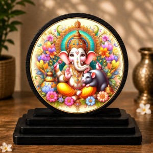 Car Dashboard Wooden Lord Ganeshaa Showpiece | 4 X 4.5 Inch Sublimation Printed Decorative Stand | 4 Mm MDF | Home Decor | Made in India (F33686) Car Dashboard Wooden Lord Ganeshaa Showpiece | 4 X 4.5 Inch Sublimation Printed Decorative Stand | 4 Mm MDF | Home Decor | Made in India (F33686)