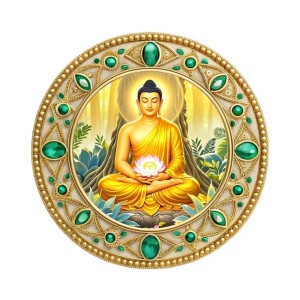 Gautama Buddha Fridge Magnet Wooden | Glossy Sublimation Print | 4x4 Inch | Strong Magnet Back | Decorative Magnet for Fridge, Almirah & Temple Decor (F23765)