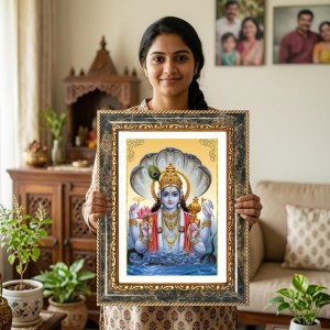 Vishnu Decorative Photo Frame With White Mount | Premium Wall & Tabletop Picture Frame | Home, Office & Temple Decoration | 8x12 Inch (Pack Of 1) (F31558) Vishnu Decorative Photo Frame With White Mount | Premium Wall & Tabletop Picture Frame | Home, Office & Temple Decoration | 8x12 Inch (Pack Of 1) (F31558)
