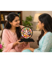 Car Dashboard Wooden Lord Ganeshaa Showpiece | 4 X 4.5 Inch Sublimation Printed Decorative Stand | 4 Mm MDF | Home Decor | Made in India (F33686)