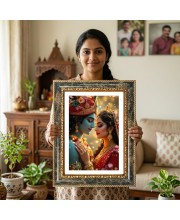 Radhaa Krishna Decorative Photo Frame With White Mount | Premium Wall & Tabletop Picture Frame | Home, Office & Temple Decoration | 8x12 Inch (Pack Of 1) (F31502)