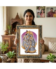 Radhaa Krishna Decorative Photo Frame With White Mount | Premium Wall & Tabletop Picture Frame | Home, Office & Temple Decoration | 8x12 Inch (Pack Of 1) (F31403)