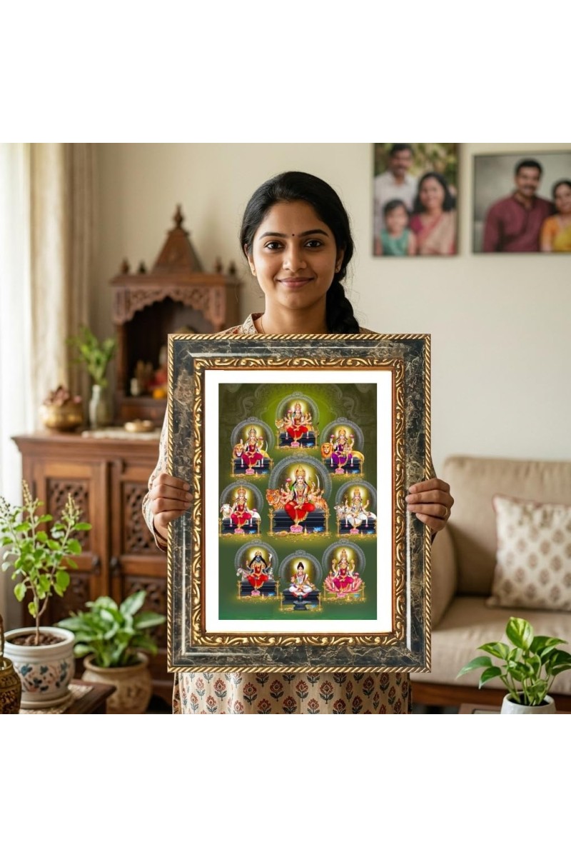 Navadurga Decorative Photo Frame With White Mount | Premium Wall & Tabletop Picture Frame | Home, Office & Temple Decoration | 8x12 Inch (Pack Of 1) (F31595)