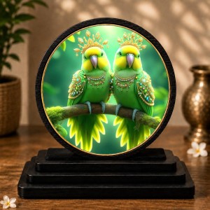 Car Dashboard Wooden Parrot Pair Showpiece | 4 X 4.5 Inch Sublimation Printed Decorative Stand | 4 Mm MDF | Home Decor | Made in India (F33384) Car Dashboard Wooden Parrot Pair Showpiece | 4 X 4.5 Inch Sublimation Printed Decorative Stand | 4 Mm MDF | Home Decor | Made in India (F33384)