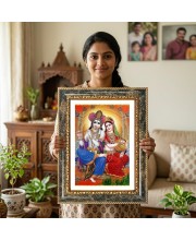 Radhaa Krishna Decorative Photo Frame With White Mount | Premium Wall & Tabletop Picture Frame | Home, Office & Temple Decoration | 8x12 Inch (Pack Of 1) (F31613)