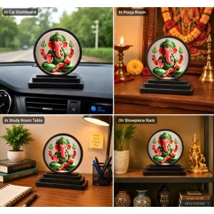 Car Dashboard Wooden Lord Ganeshaa Showpiece | 4 X 4.5 Inch Sublimation Printed Decorative Stand | 4 Mm MDF | Home Decor | Made in India (F33554) Car Dashboard Wooden Lord Ganeshaa Showpiece | 4 X 4.5 Inch Sublimation Printed Decorative Stand | 4 Mm MDF | Home Decor | Made in India (F33554)