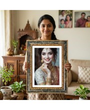 Model Dressed In A Traditional Bride Decorative Photo Frame With White Mount | Premium Wall & Tabletop Picture Frame | Home, Office & Temple Decoration | 10x14 Inch (Pack Of 1) (F32385)