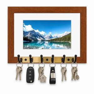 Decorative Wooden Photo Frame Key Hanger With Nature Picture, 12 X 8 Inch Wall Key Holder, 10 X 6 Inch Glossy Photo Frame, 6 Metal Hooks, Home Entrance Decor, Made In India (F38839) Decorative Wooden Photo Frame Key Hanger With Nature Picture, 12 X 8 Inch Wall Key Holder, 10 X 6 Inch Glossy Photo Frame, 6 Metal Hooks, Home Entrance Decor, Made In India (F38839)