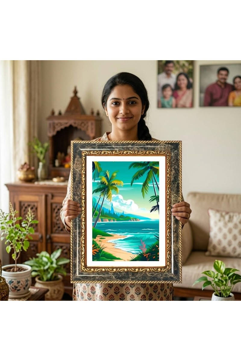 Savitri Decorative Photo Frame With White Mount | Premium Wall & Tabletop Picture Frame | Home, Office & Temple Decoration | 12x16 Inch (Pack Of 1) (F33083)