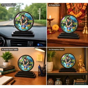 Car Dashboard Wooden Radhaa Krishna Showpiece | 4 X 4.5 Inch Sublimation Printed Decorative Stand | 4 Mm MDF | Home Decor | Made in India (F33740)