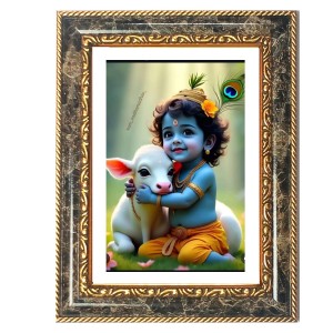 Baby Krishna Decorative Photo Frame With White Mount | Premium Wall & Tabletop Picture Frame | Home, Office & Temple Decoration | 10x14 Inch (Pack Of 1) (F31385) Baby Krishna Decorative Photo Frame With White Mount | Premium Wall & Tabletop Picture Frame | Home, Office & Temple Decoration | 10x14 Inch (Pack Of 1) (F31385)