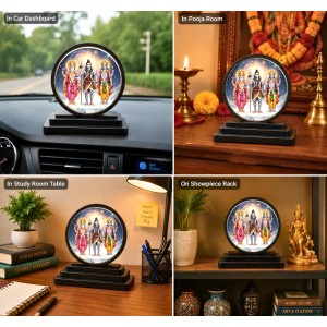 Car Dashboard Wooden Lord Shiva, Vishnu, and Brahma Showpiece | 4 X 4.5 Inch Sublimation Printed Decorative Stand | 4 Mm MDF | Home Decor | Made in India (F33571)