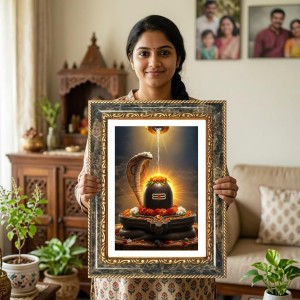 Shiva Lingam Decorative Photo Frame With White Mount | Premium Wall & Tabletop Picture Frame | Home, Office & Temple Decoration | 10x14 Inch (Pack Of 1) (F31239) Shiva Lingam Decorative Photo Frame With White Mount | Premium Wall & Tabletop Picture Frame | Home, Office & Temple Decoration | 10x14 Inch (Pack Of 1) (F31239)