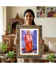 Swami Vivekananda Decorative Photo Frame With White Mount | Premium Wall & Tabletop Picture Frame | Home, Office & Temple Decoration | 10x14 Inch (Pack Of 1) (F31420)