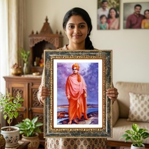 Swami Vivekananda Decorative Photo Frame With White Mount | Premium Wall & Tabletop Picture Frame | Home, Office & Temple Decoration | 8x12 Inch (Pack Of 1) (F31420)