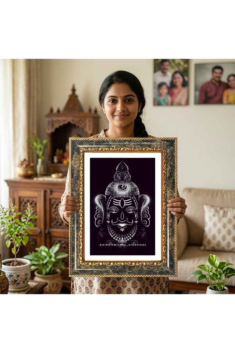 Vishnu Decorative Photo Frame With White Mount | Premium Wall & Tabletop Picture Frame | Home, Office & Temple Decoration | 12x16 Inch (Pack Of 1) (F31439)