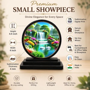 Car Dashboard Wooden Vibrant Waterfall Showpiece | 4 X 4.5 Inch Sublimation Printed Decorative Stand | 4 Mm MDF | Home Decor | Made in India (F33509)