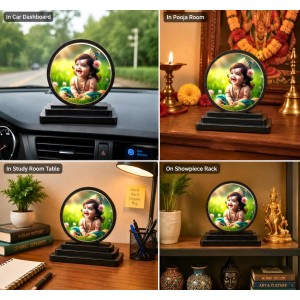 Car Dashboard Wooden Bal Krishna Showpiece | 4 X 4.5 Inch Sublimation Printed Decorative Stand | 4 Mm MDF | Home Decor | Made in India (F33712) Car Dashboard Wooden Bal Krishna Showpiece | 4 X 4.5 Inch Sublimation Printed Decorative Stand | 4 Mm MDF | Home Decor | Made in India (F33712)