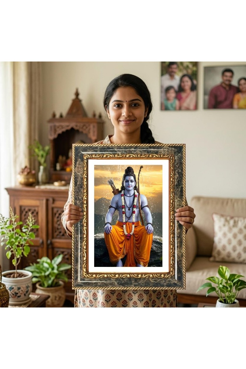 Rama Decorative Photo Frame With White Mount | Premium Wall & Tabletop Picture Frame | Home, Office & Temple Decoration | 10x14 Inch (Pack Of 1) (F33074)