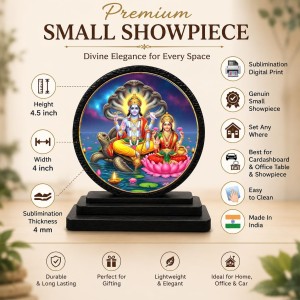 Car Dashboard Wooden Lord Vishnu and Goddess Lakshmi Showpiece | 4 X 4.5 Inch Sublimation Printed Decorative Stand | 4 Mm MDF | Home Decor | Made in India (F33641) Car Dashboard Wooden Lord Vishnu and Goddess Lakshmi Showpiece | 4 X 4.5 Inch Sublimation Printed Decorative Stand | 4 Mm MDF | Home Decor | Made in India (F33641)