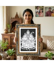 Saraswati Decorative Photo Frame With White Mount | Premium Wall & Tabletop Picture Frame | Home, Office & Temple Decoration | 12x16 Inch (Pack Of 1) (F32688)