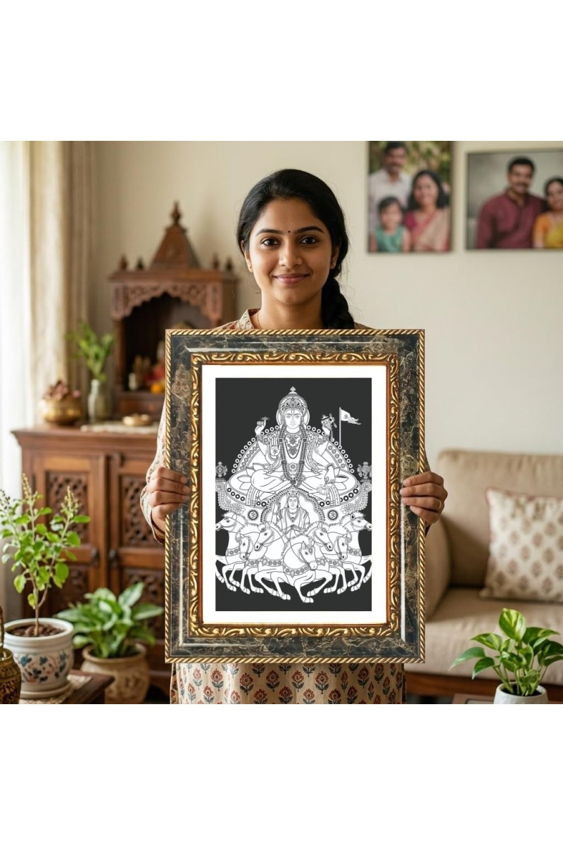 Saraswati Decorative Photo Frame With White Mount | Premium Wall & Tabletop Picture Frame | Home, Office & Temple Decoration | 12x16 Inch (Pack Of 1) (F32688)