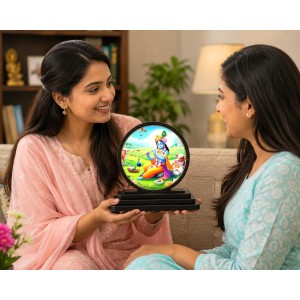 Car Dashboard Wooden Lord Krishna Showpiece | 4 X 4.5 Inch Sublimation Printed Decorative Stand | 4 Mm MDF | Home Decor | Made in India (F33396) Car Dashboard Wooden Lord Krishna Showpiece | 4 X 4.5 Inch Sublimation Printed Decorative Stand | 4 Mm MDF | Home Decor | Made in India (F33396)