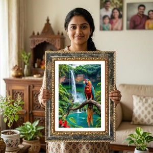 Macaw Decorative Photo Frame With White Mount | Premium Wall & Tabletop Picture Frame | Home, Office & Temple Decoration | 10x14 Inch (Pack Of 1) (F31459)