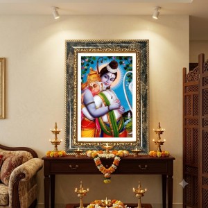 Ganeshaa And Krishna Decorative Photo Frame With White Mount | Premium Wall & Tabletop Picture Frame | Home, Office & Temple Decoration | 10x14 Inch (Pack Of 1) (F33119)