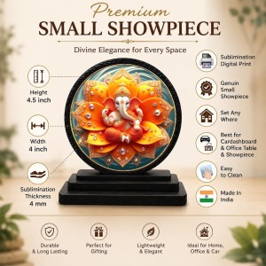 Car Dashboard Wooden Lord Ganeshaa Showpiece | 4 X 4.5 Inch Sublimation Printed Decorative Stand | 4 Mm MDF | Home Decor | Made in India (F33704) Car Dashboard Wooden Lord Ganeshaa Showpiece | 4 X 4.5 Inch Sublimation Printed Decorative Stand | 4 Mm MDF | Home Decor | Made in India (F33704)
