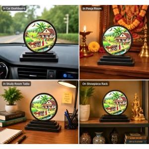 Car Dashboard Wooden Village Scenery Showpiece | 4 X 4.5 Inch Sublimation Printed Decorative Stand | 4 Mm MDF | Home Decor | Made in India (F33273) Car Dashboard Wooden Village Scenery Showpiece | 4 X 4.5 Inch Sublimation Printed Decorative Stand | 4 Mm MDF | Home Decor | Made in India (F33273)
