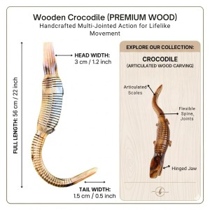 Handcrafted Wooden Crocodile Showpiece | Traditional Wooden Animal Figurine for Home Décor, Office Desk, Shelf Decoration & Gift Item | Decorative Wooden Craft (Pack of 1) Handcrafted Wooden Crocodile Showpiece | Traditional Wooden Animal Figurine for Home Décor, Office Desk, Shelf Decoration & Gift Item | Decorative Wooden Craft (Pack of 1)