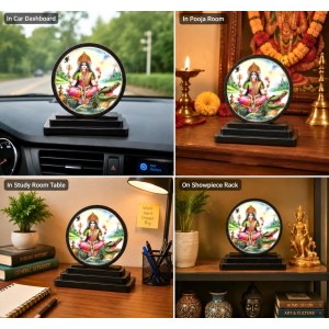 Car Dashboard Wooden Goddess Ganga Showpiece | 4 X 4.5 Inch Sublimation Printed Decorative Stand | 4 Mm MDF | Home Decor | Made in India (F33468)