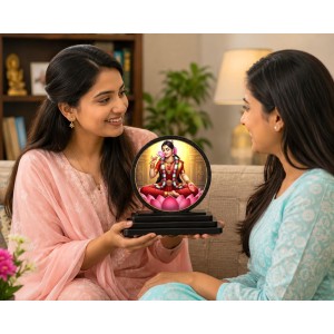 Car Dashboard Wooden Sri Bala Tripurasundari Showpiece | 4 X 4.5 Inch Sublimation Printed Decorative Stand | 4 Mm MDF | Home Decor | Made in India (F33461)
