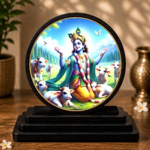 Car Dashboard Wooden Lord Krishna Showpiece | 4 X 4.5 Inch Sublimation Printed Decorative Stand | 4 Mm MDF | Home Decor | Made in India (F33696) Car Dashboard Wooden Lord Krishna Showpiece | 4 X 4.5 Inch Sublimation Printed Decorative Stand | 4 Mm MDF | Home Decor | Made in India (F33696)