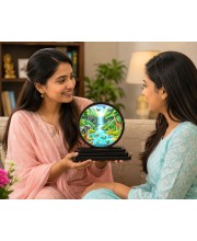 Car Dashboard Wooden Vibrant Jungle Scene Showpiece | 4 X 4.5 Inch Sublimation Printed Decorative Stand | 4 Mm MDF | Home Decor | Made in India (F33291)
