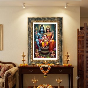 Shiva Family Decorative Photo Frame With White Mount | Premium Wall & Tabletop Picture Frame | Home, Office & Temple Decoration | 8x12 Inch (Pack Of 1) (F31398) Shiva Family Decorative Photo Frame With White Mount | Premium Wall & Tabletop Picture Frame | Home, Office & Temple Decoration | 8x12 Inch (Pack Of 1) (F31398)
