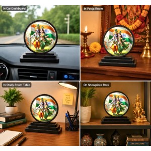 Car Dashboard Wooden Radhaa Krishna Showpiece | 4 X 4.5 Inch Sublimation Printed Decorative Stand | 4 Mm MDF | Home Decor | Made in India (F33484)