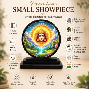 Car Dashboard Wooden Lord Surya Dev Showpiece | 4 X 4.5 Inch Sublimation Printed Decorative Stand | 4 Mm MDF | Home Decor | Made in India (F33348) Car Dashboard Wooden Lord Surya Dev Showpiece | 4 X 4.5 Inch Sublimation Printed Decorative Stand | 4 Mm MDF | Home Decor | Made in India (F33348)