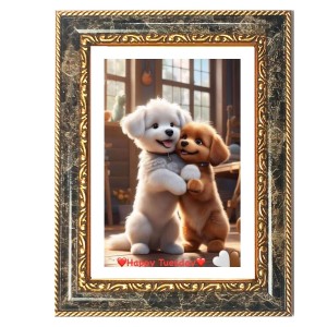 Two Puppies Decorative Photo Frame With White Mount | Premium Wall & Tabletop Picture Frame | Home, Office & Temple Decoration | 8x12 Inch (Pack Of 1) (F32592) Two Puppies Decorative Photo Frame With White Mount | Premium Wall & Tabletop Picture Frame | Home, Office & Temple Decoration | 8x12 Inch (Pack Of 1) (F32592)
