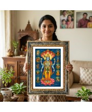 Vishnu Decorative Photo Frame With White Mount | Premium Wall & Tabletop Picture Frame | Home, Office & Temple Decoration | 8x12 Inch (Pack Of 1) (F32459)